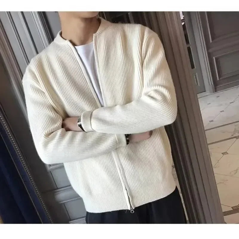 Men's Solid Knitted Cardigan Sweater