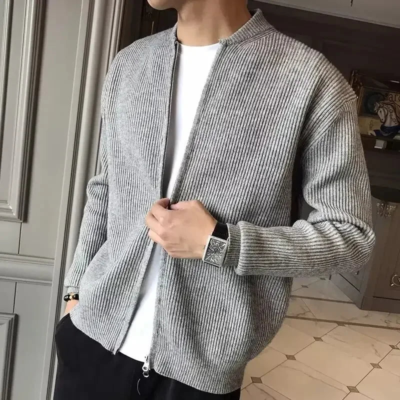 Men's Solid Knitted Cardigan Sweater